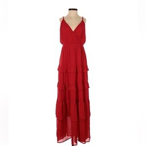 Flying Tomato Red Tiered Ruffle Maxi Dress - Medium